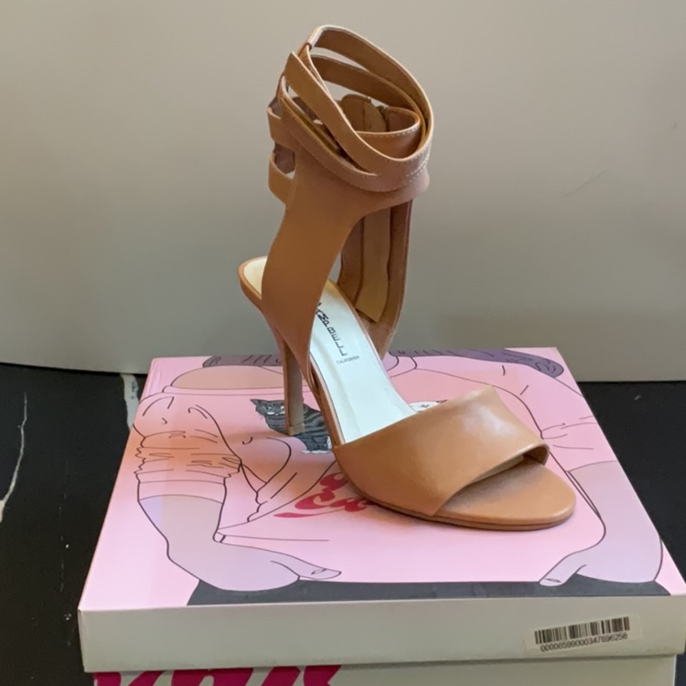 Tan Stiletto Heels with Ankle Strap by Jeffrey Campbell